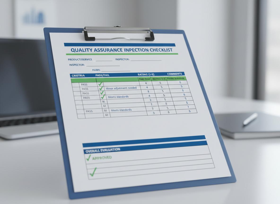 Quality assurance inspection checklist
